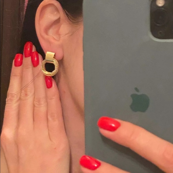 Gold Circle Earrings - Picture 3 of 7